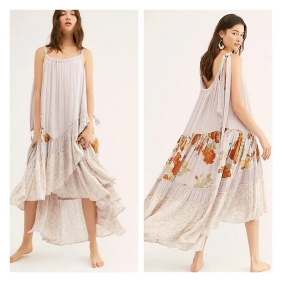 Free People Dresses & Skirts - Free People Bare It All Lilac Printed Tiered Midi Dress